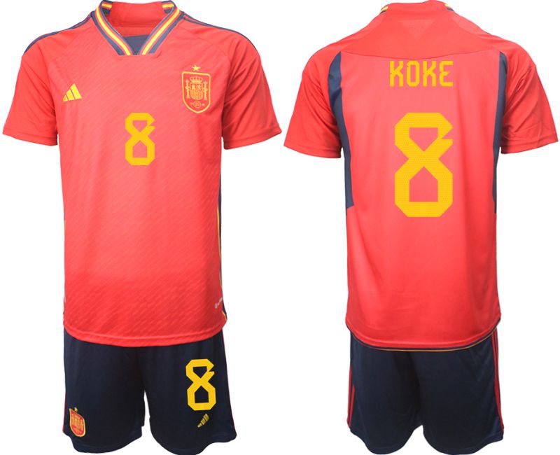 Men 2022 World Cup National Team Spain home red 8 Soccer Jerseys